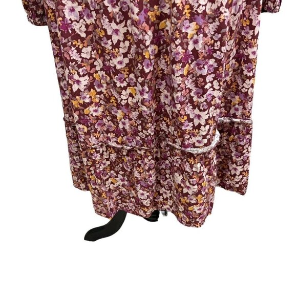 Naif Women's L Large Midi Peasant Dress Ruffled Floral Print Smocked Waist - Picture 4 of 9